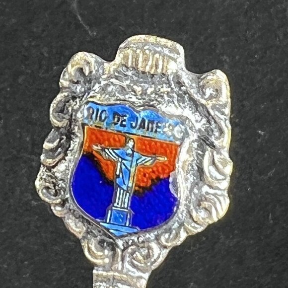 Set Of 10 Vtg Collectible Souvenir Spoons Enamel Shields Crest Europe So America - Picture 15 of 16